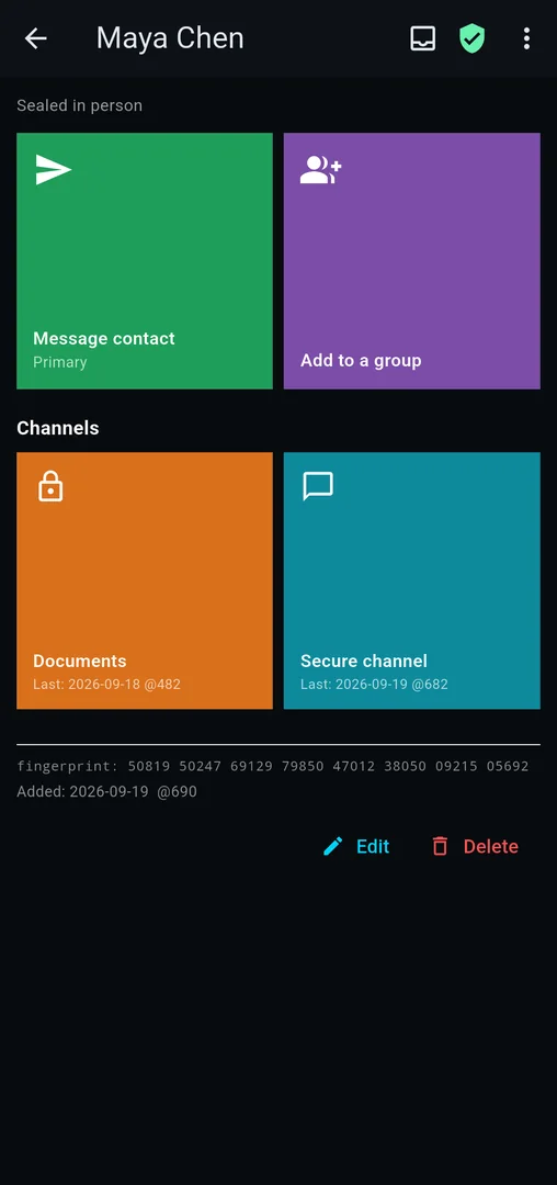 A contact with channel tiles and the safety number